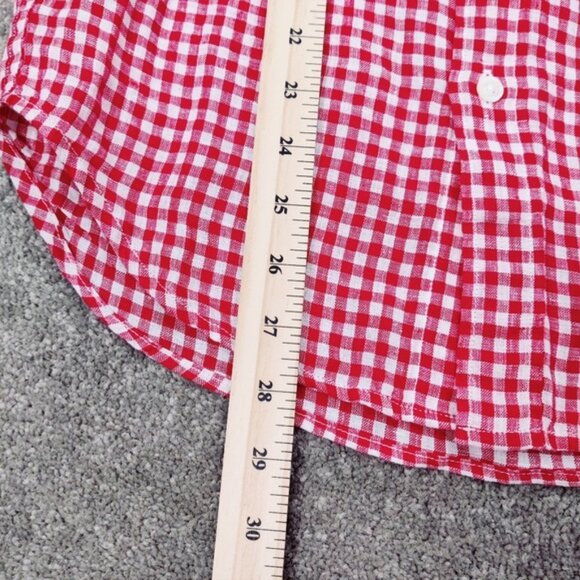 J. Crew Men's 100% Linen Gingham Burton Down Shirt in Red White Size XS - Picture 6 of 7